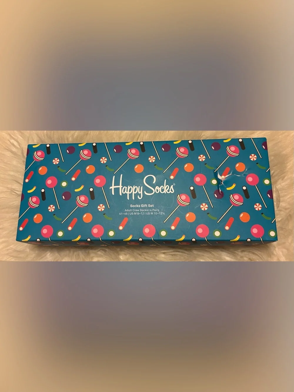 Happy Socks Gift Set with Multicolor Socks 4 pairs Adult Crew Socks US M8-12